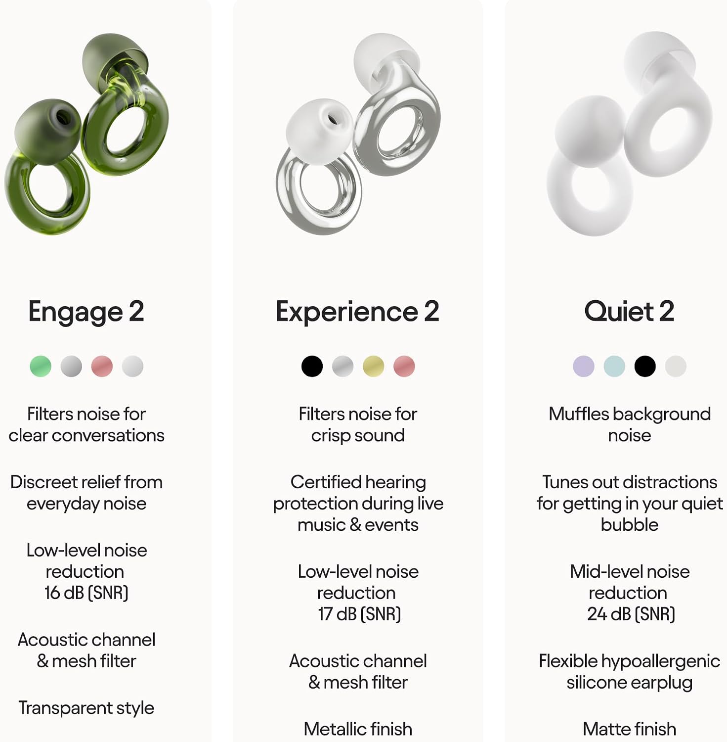 Loop Engage 2 Ear Plugs - Everyday Noise Relief with Clear Speech Rose