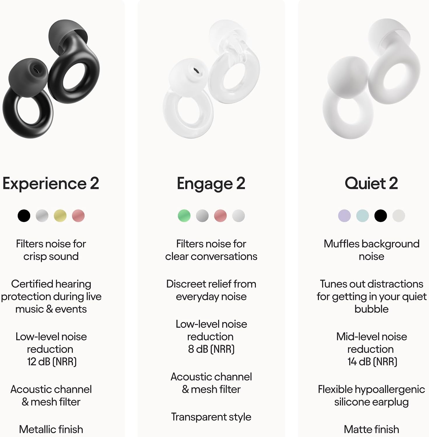 Loop Experience 2 Ear Plugs - Stylish Certified Hearing Protection Black