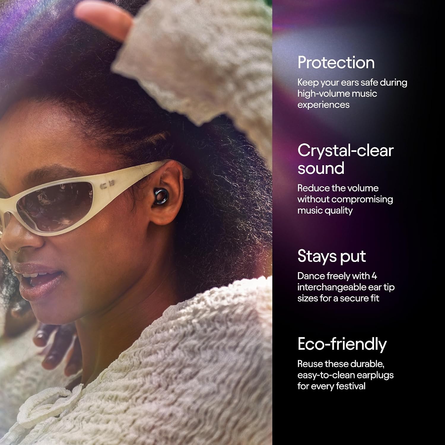 Loop Experience 2 Ear Plugs - Stylish Certified Hearing Protection Holographic Black